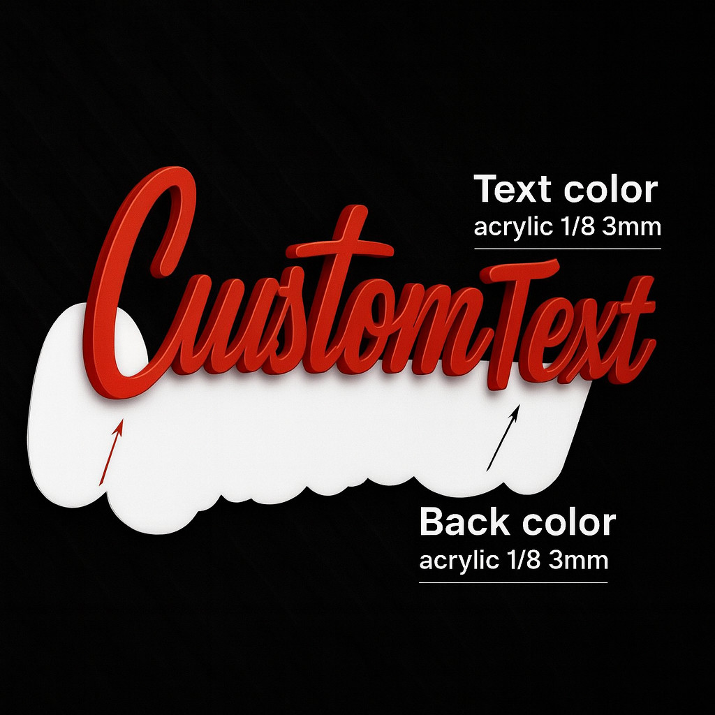 Custom Multicolor Personalized Name Logo Laser Cut 3D Acrylic Emblem Car Badge