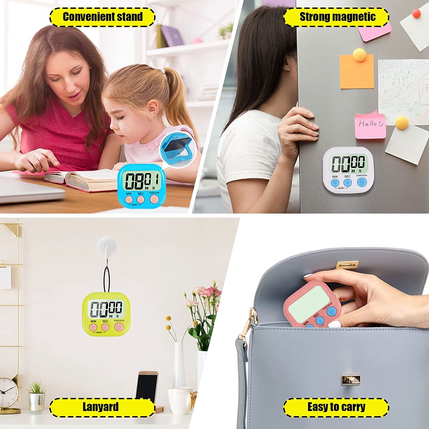 Large, Clear Digits Press any button to stop the beeping Very Easy For Use timer