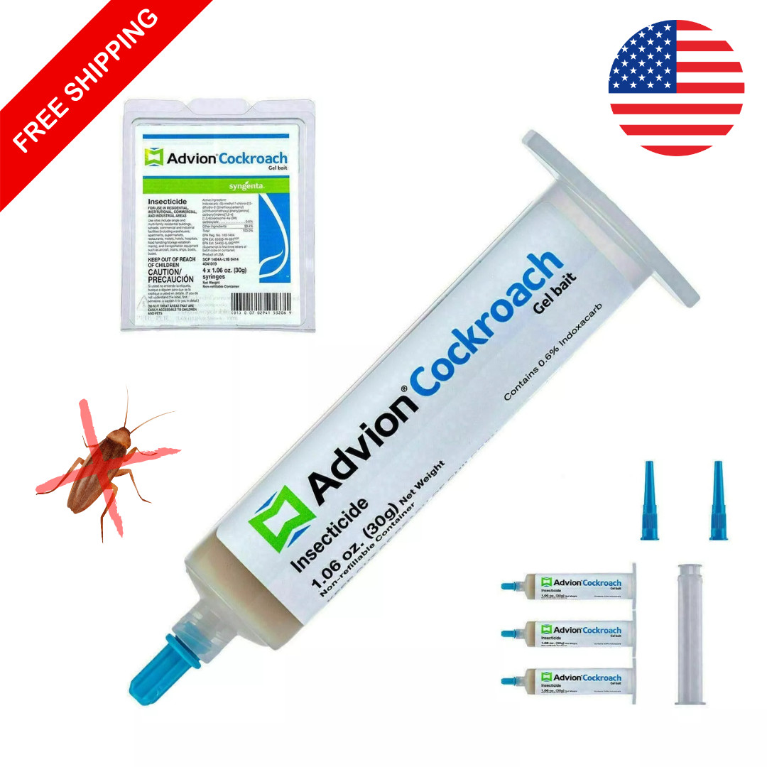 Roach Gel Bait – 4 Tubes + Plunger & Tips – Fast Ship Pest Control Cockroach Kil