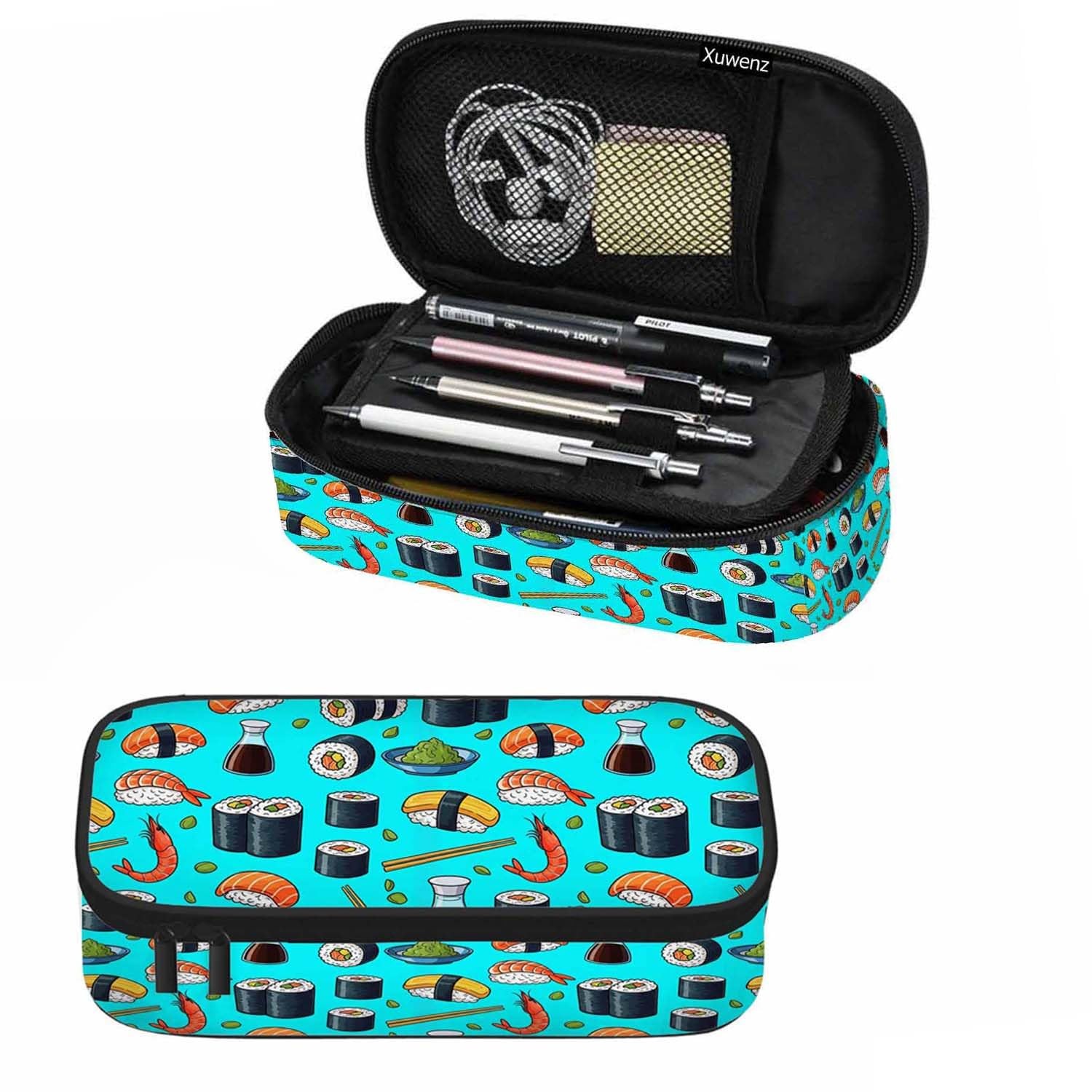Xuwenz Sushi Rolls Pencil Case Seafood Prawn Chopsticks Japanese Asian Food P…