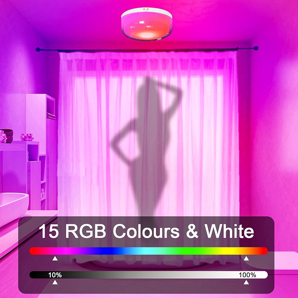 Rechargeable 15 RGB Colors Shower Light with Remote, Wireless Battery Operated