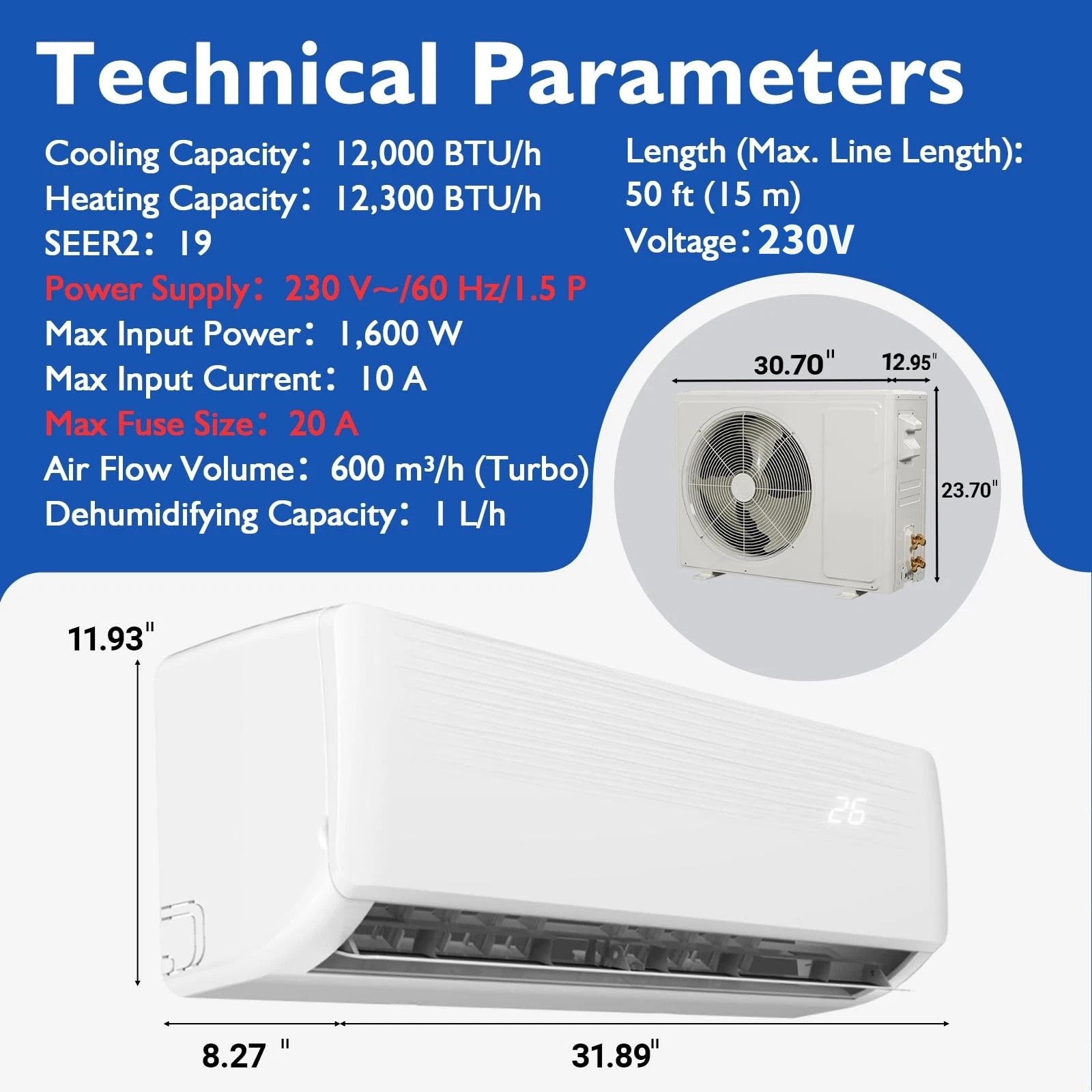 12000 BTU Mini Split Air Conditioner AC Unit and Heat Pump Up to 750 Sq. Ft