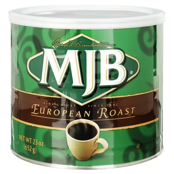 MJB European Ground Coffee, Dark Roast, 23 Ounce Can