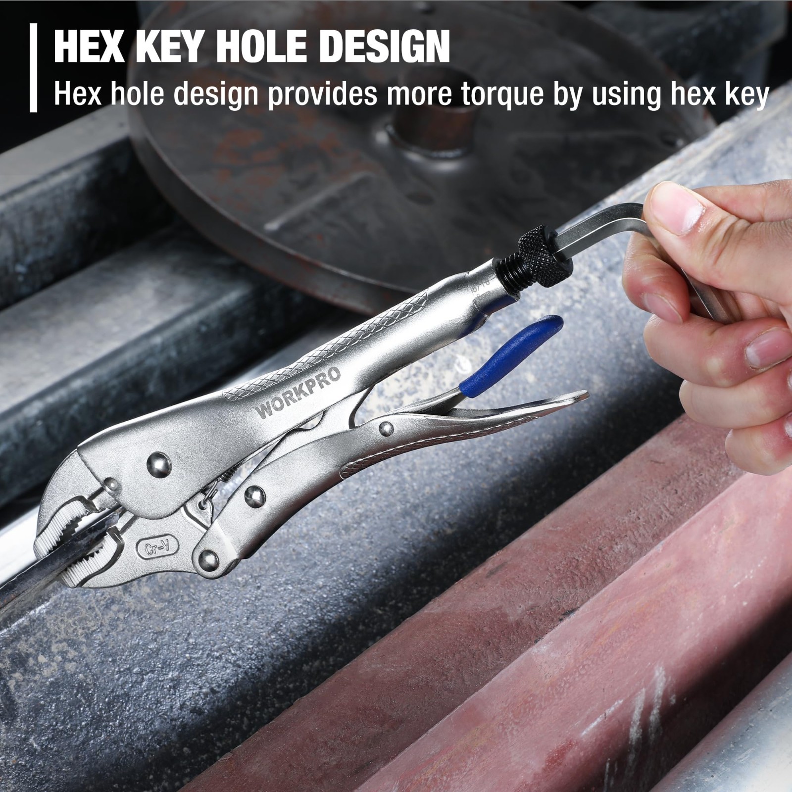 5-Piece Locking Pliers Set – Curved Jaw & Long Nose, Fast Release, Hex Keys Incl