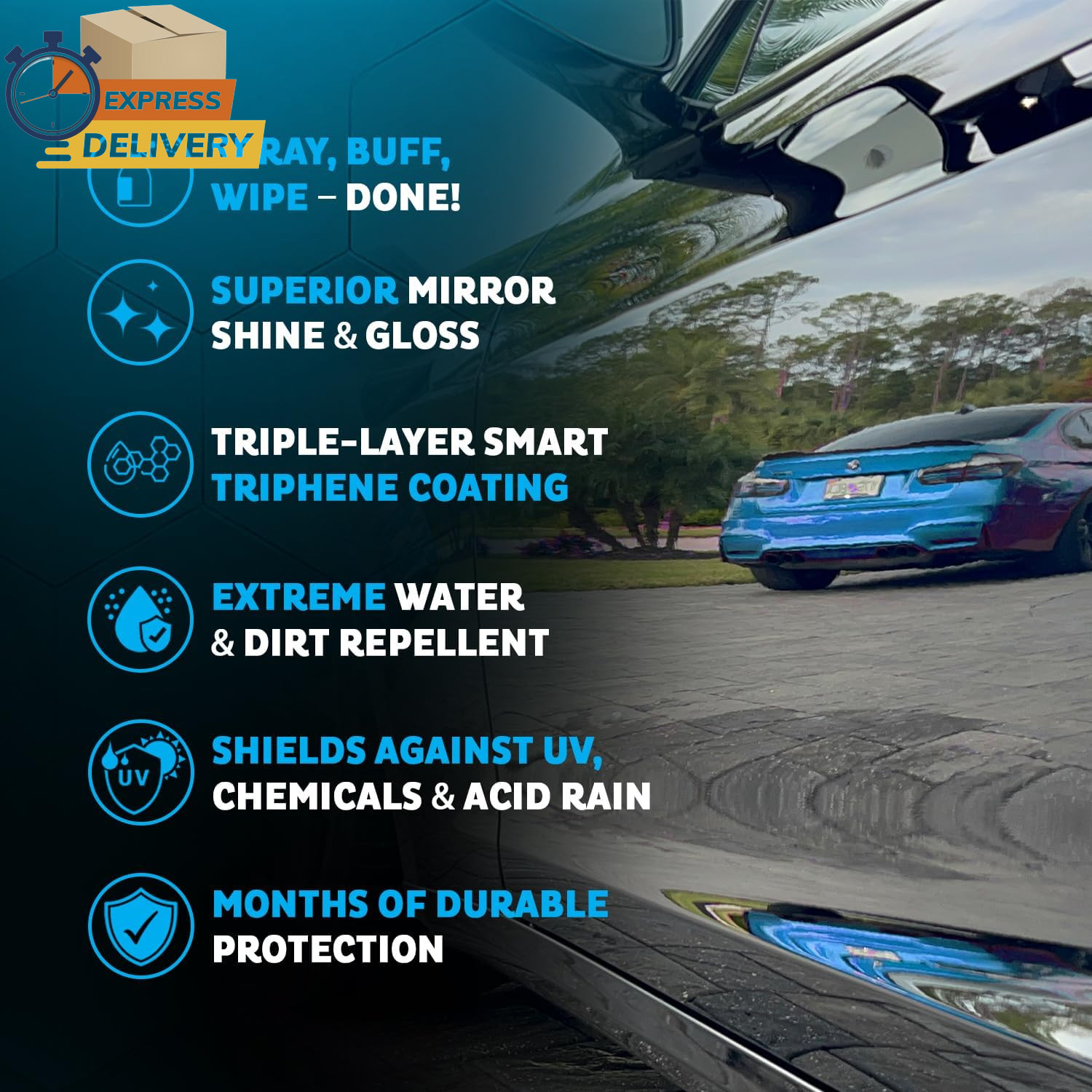 Car Spray with Triphene Technology, Quick Spray & Wipe All Purpose Waterless 💪