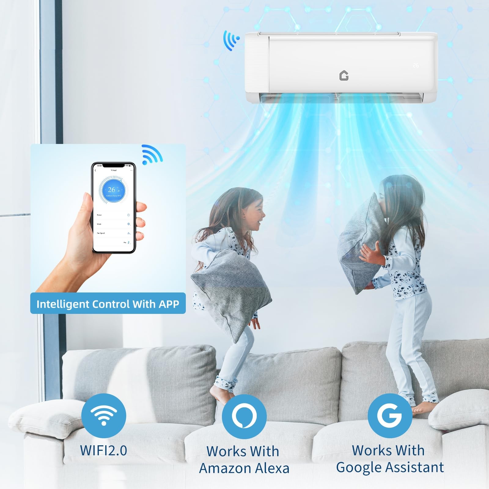 12000 BTU Mini Split Air Conditioner Heat Pump System ,22 SEER2 110V Ductless AC