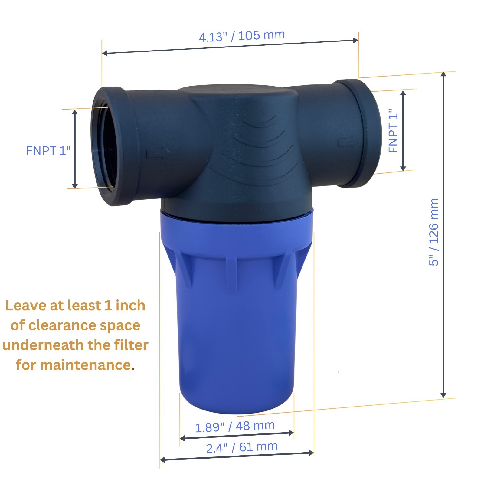 QUTO Blue Cup Inline Strainer – universal protective filter for water treatment