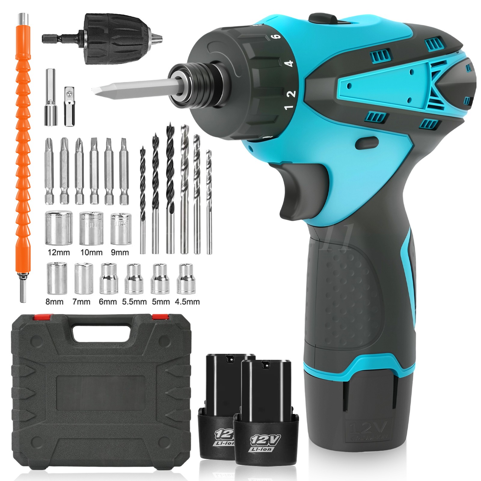 Cordless Brushless Impact Driver Hammer Drill Combo Kit with 2 Battery&Charger