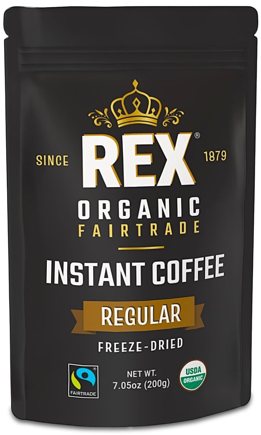 Rex Coffee Organic Fairtrade Freeze-Dried Instant Medium Roast Arabica, 7.05 oz