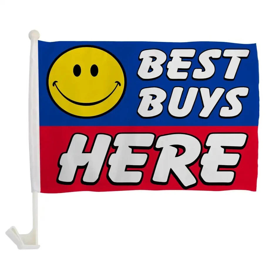 1 Dozen Best Buys Here Single Sided Car Flag Dealership Car Window Flag