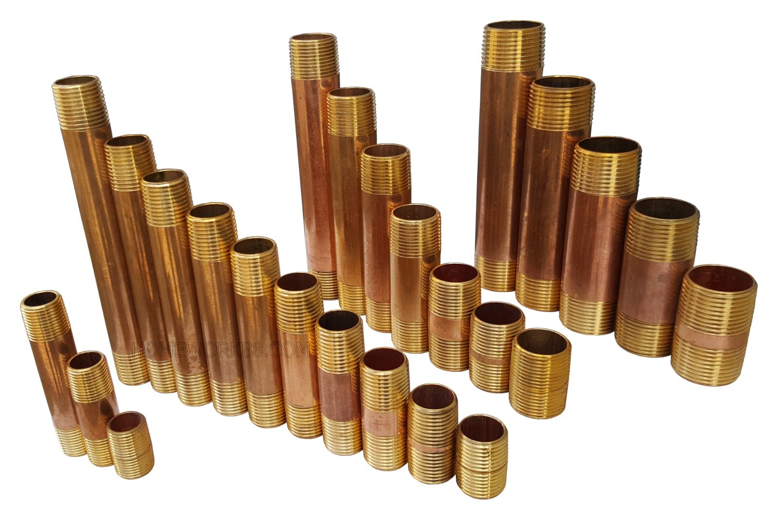 1 TO 25 RED BRASS NIPPLE MNPT THREADED PIPE, CLOSE, LEAD FREE 3/8″ 1/2″ 3/4″ 1″