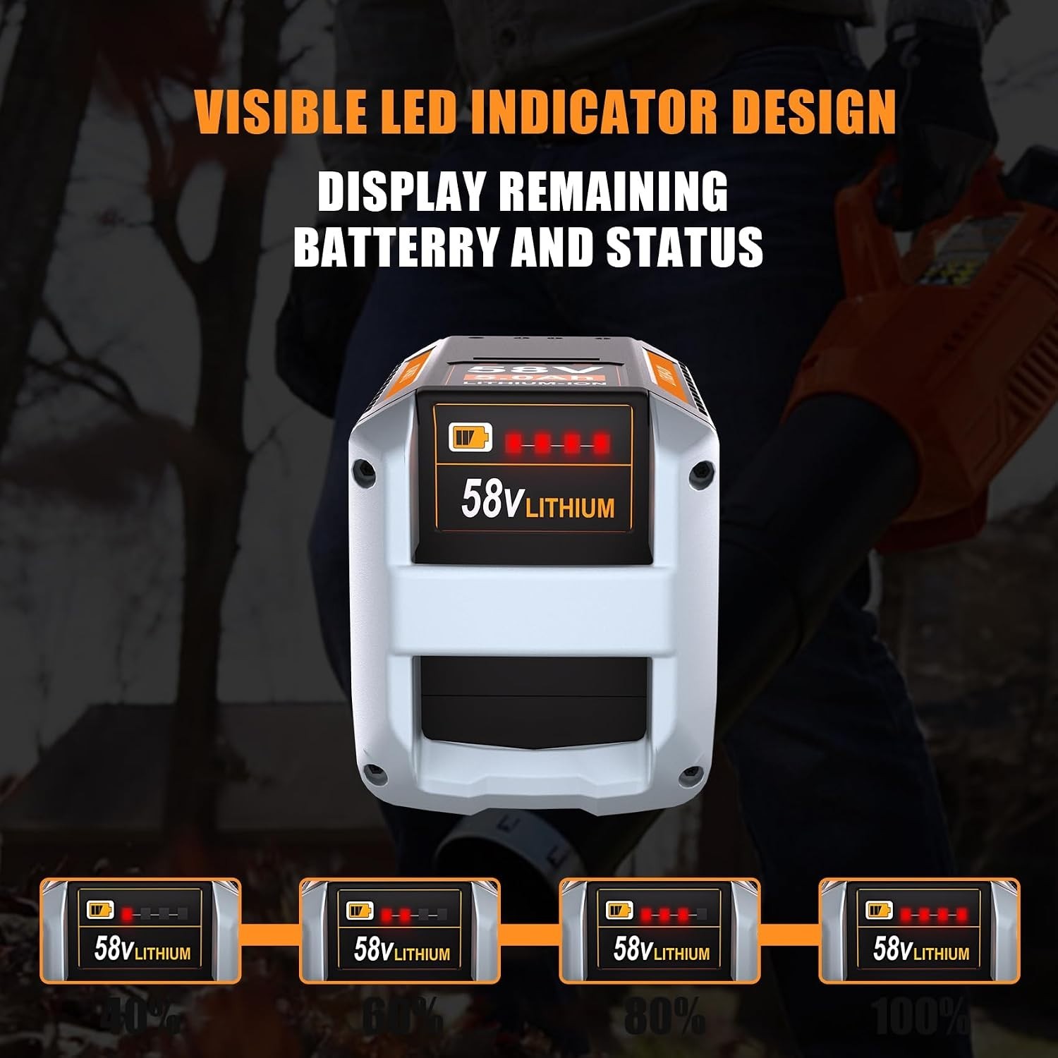 5.0Ah 58V Battery Compatible With ECHO CBP-58V20 CBP-58V40 Grey/Black