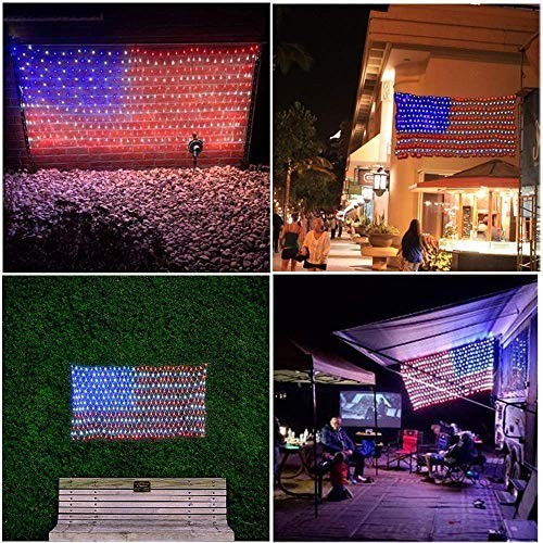 American Flag String Lights, Waterproof Led Flag Net Light, with 420 Super Brigh