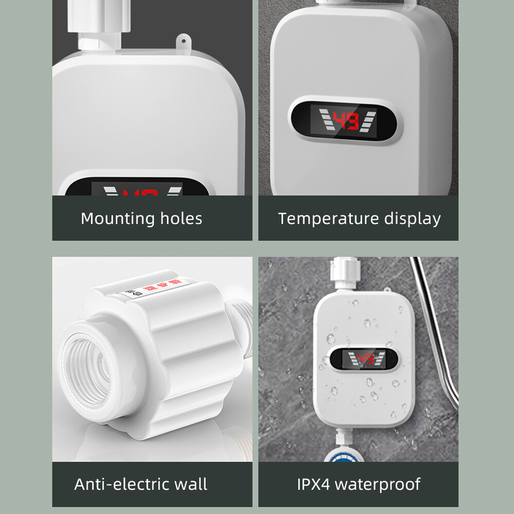 110V 3500W Tankless Hot Water Heater Shower Electric Portable Instant Boiler