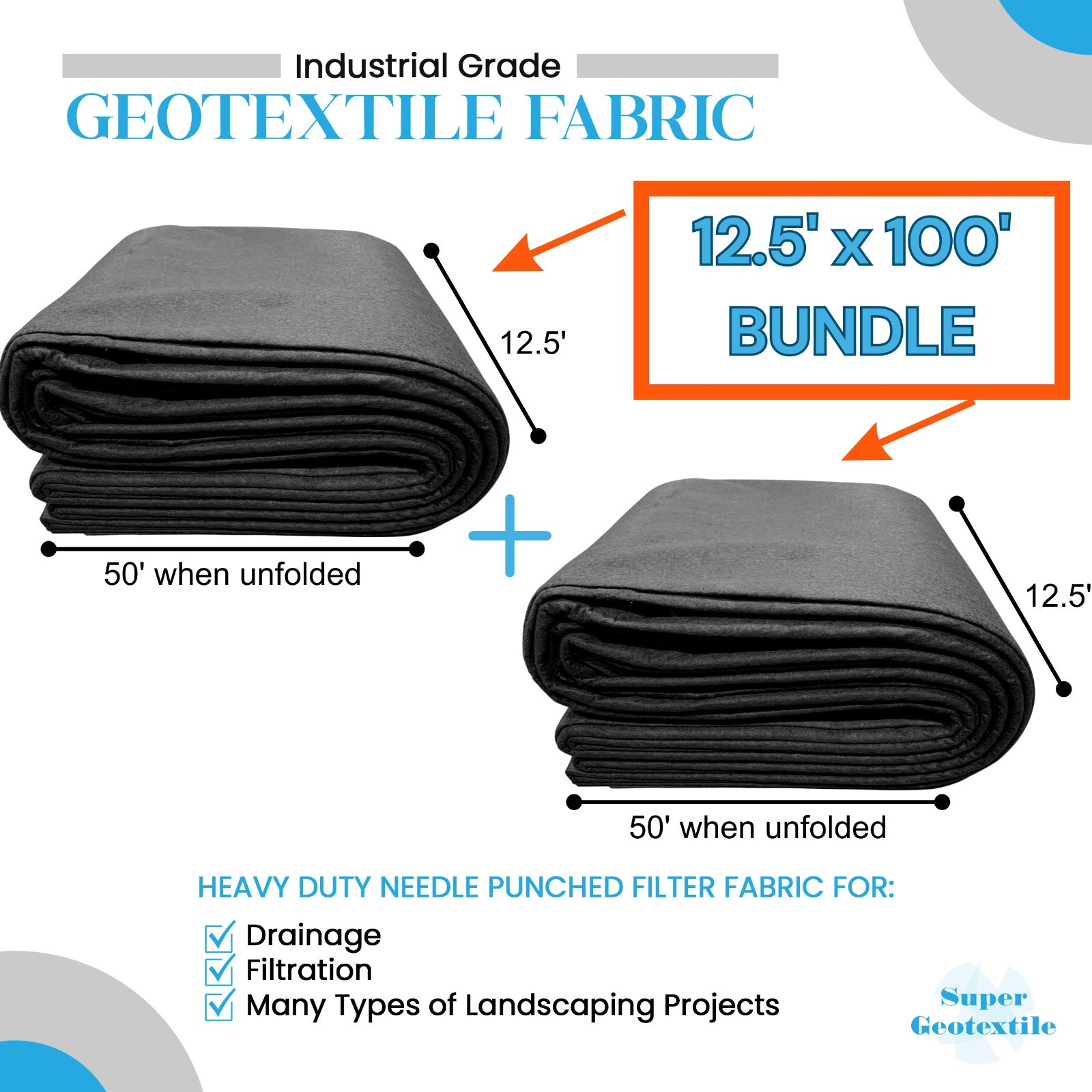 Super Geotextile Non Woven Geotextile Fabric- Landscaping Drainage Construction