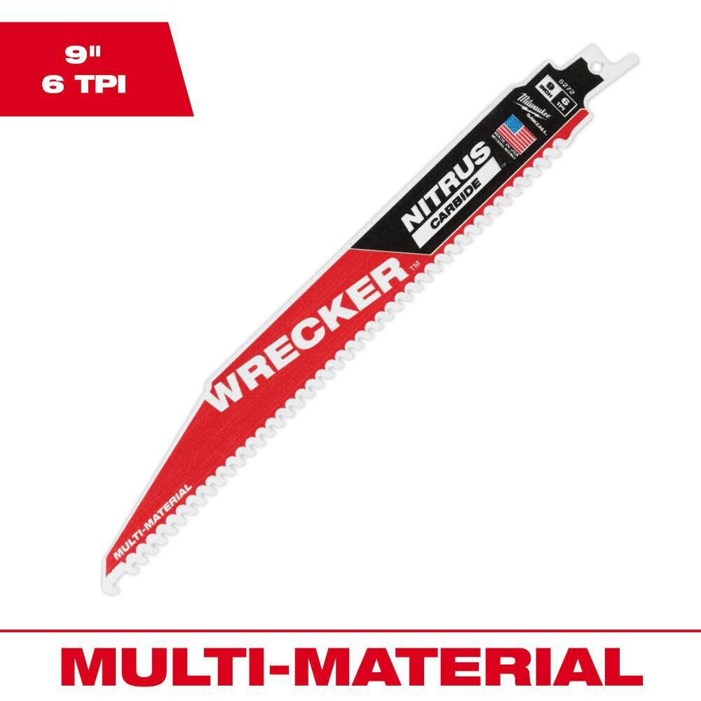 Milwaukee 48-00-5Wrecker 9″ x 6TPI Nitrus Carbide Reciprocating Saw Blade 1 pk