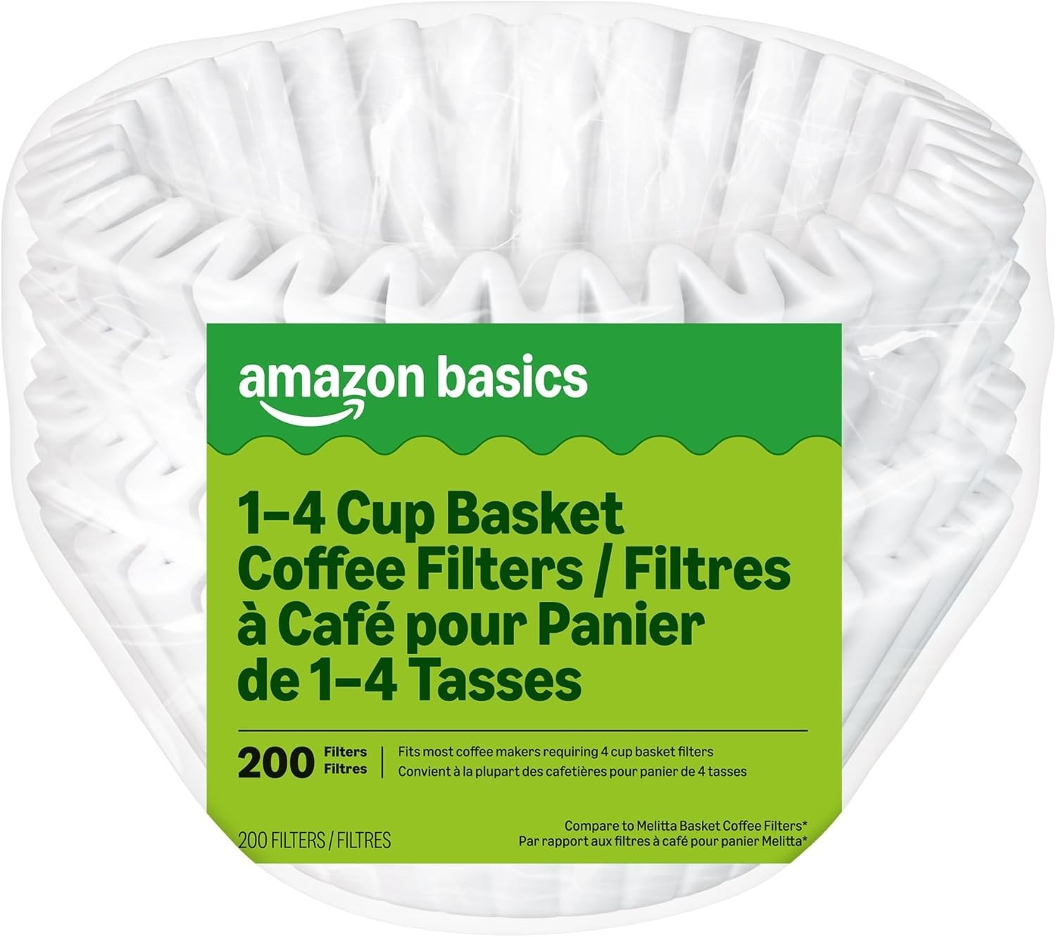 Compostable Basket Coffee Filters for 1-4 Cup Makers – 200 Count White