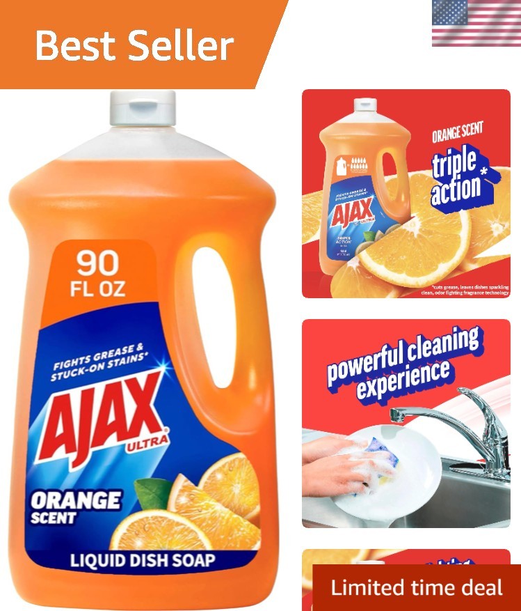 Versatile 90 fl oz Ultra Dish Soap – Delightful Orange, Stain Fighting Formula