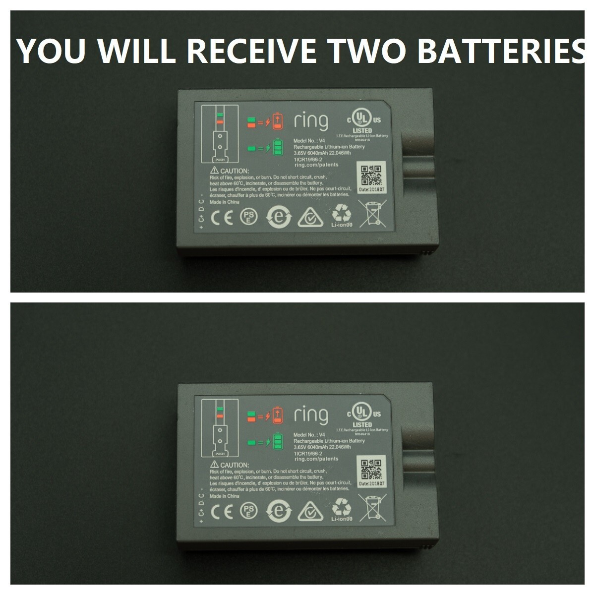2x Genuine Rechargeable Battery V4 Ring Video DoorBell 2, 3 4 Quick Release Nice