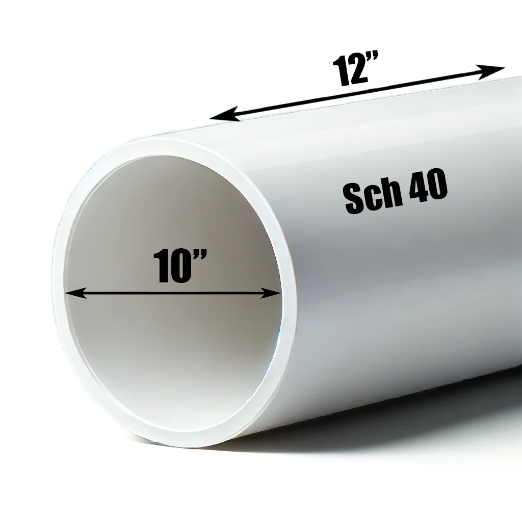 10″ PVC Pipe | Schedule 40 | Custom Cut Lengths 12″-96″ | Culvert & Plumbing
