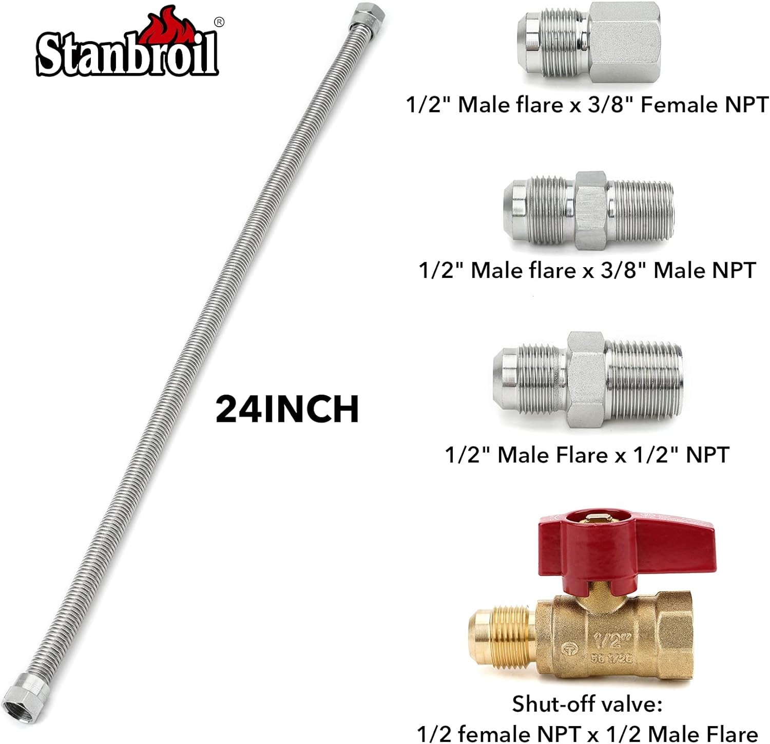 Stanbroil One Stop Gas Appliance Hook Up Kit 12.3 x 3.6 x 1.6 inches, Silver