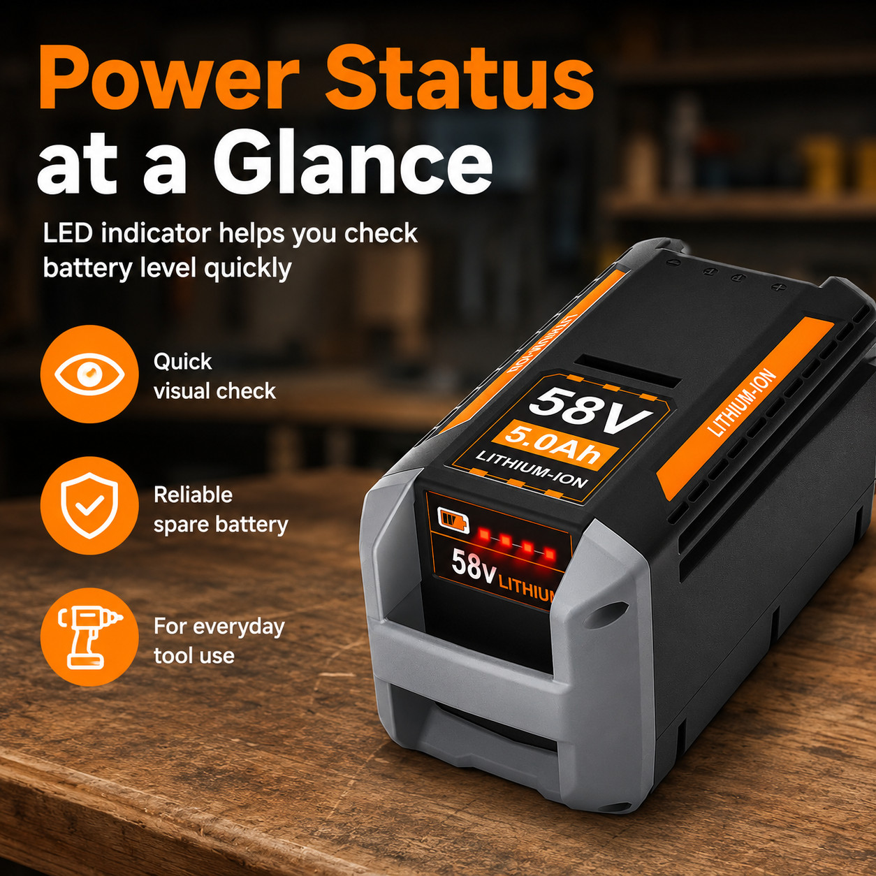 5.0Ah 58V Battery Compatible With ECHO CBP-58V20 CBP-58V40 Grey/Black