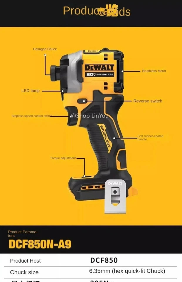 DEWALT DCF850B ATOMIC 20V MAX 1/4 inch Cordless Impact Driver (Tool Only) -…
