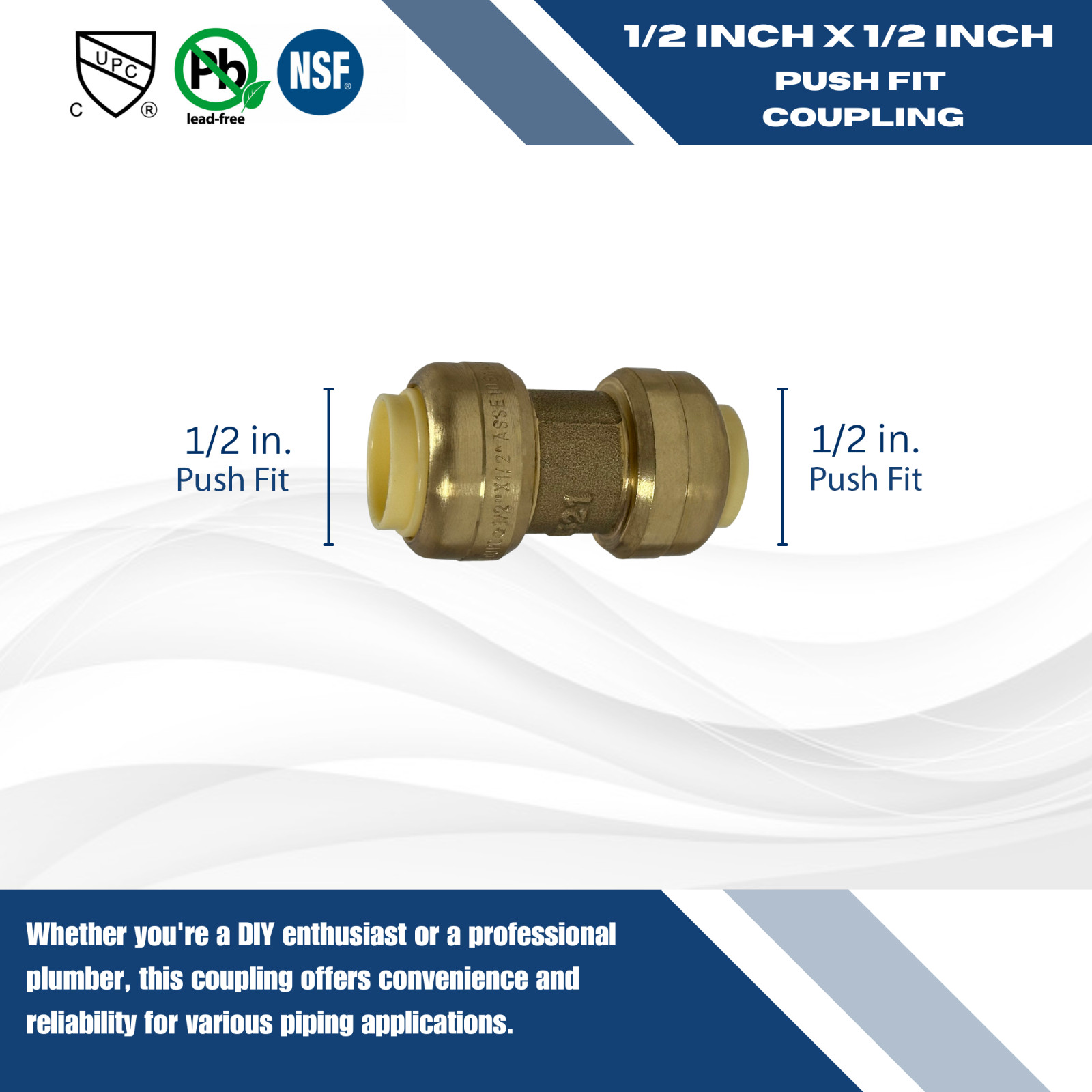 30 Pcs. 1/2″ x 1/2″ Push Fit Coupling with 1 Removing Clip