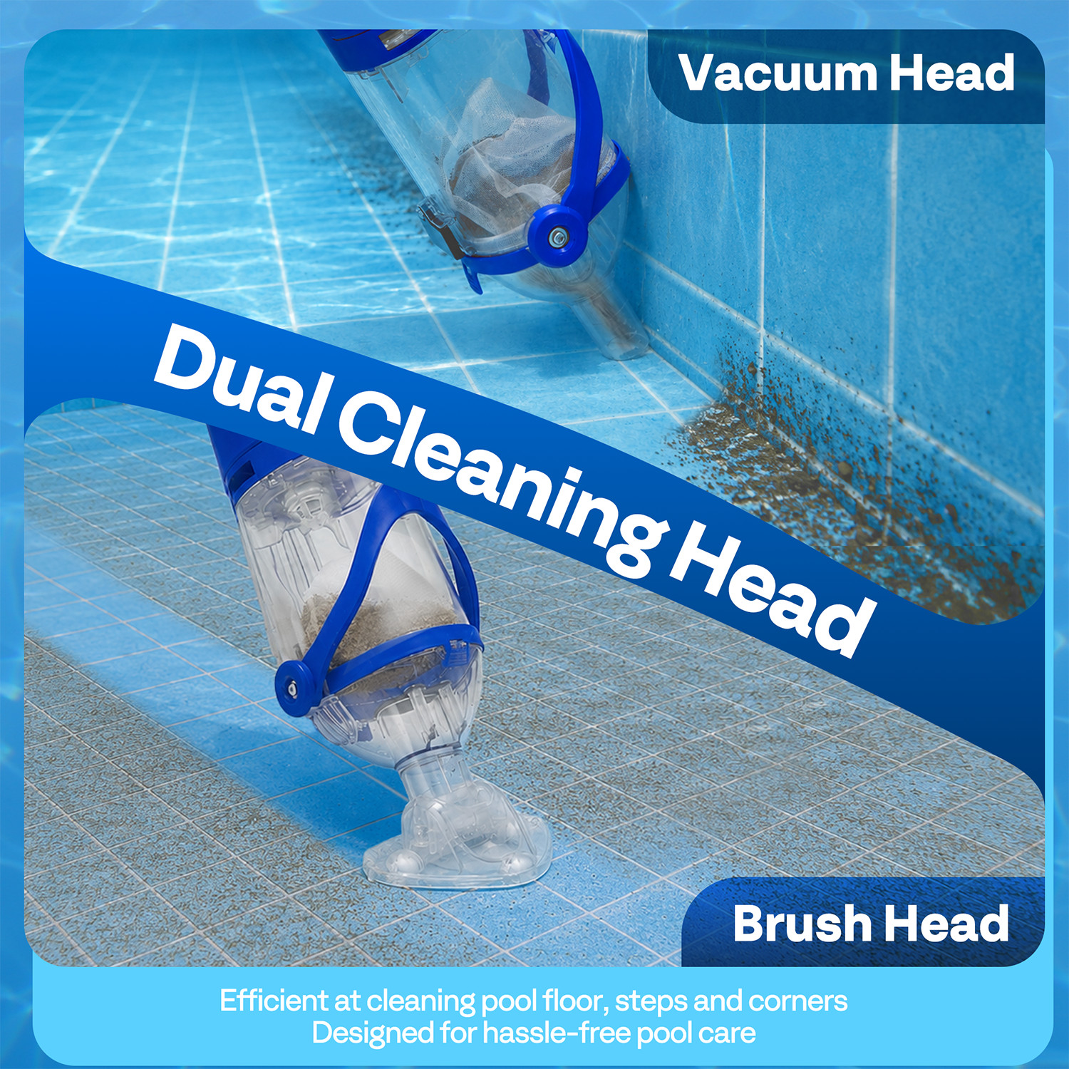 Cordless Pool Vacuum Cleaner 13.2GPM Handheld Rechargeable for Pools Spas 60min