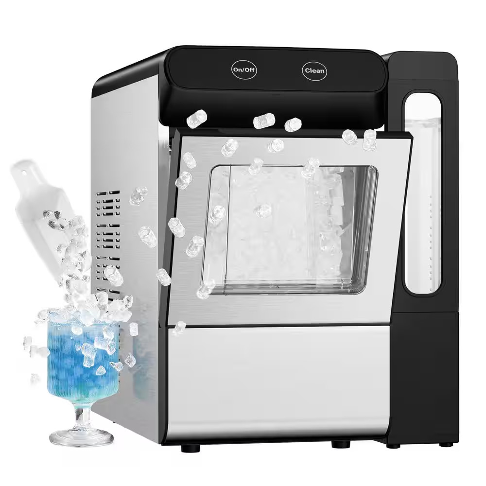 9.9In. 26 Lbs. Nugget Portable Countertop Ice Maker in Black with Auto-Clean and
