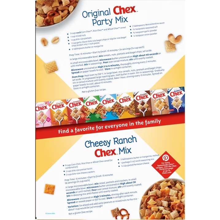 Wheat Chex Breakfast Cereal, Homemade Chex Mix Ingredient, Family Size, 19 oz