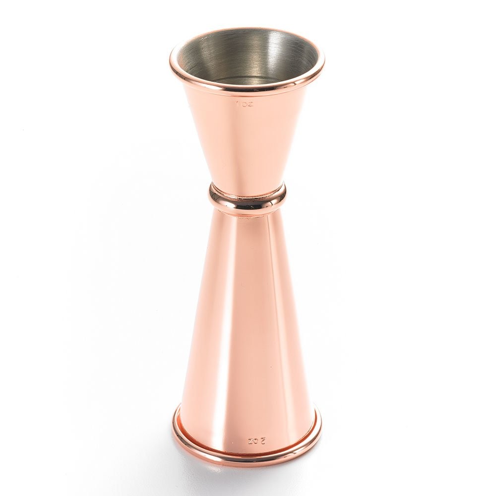 Japanese Style Jigger, 1 oz x 2 oz, Copper Plated, Stainless Steel, Bar
