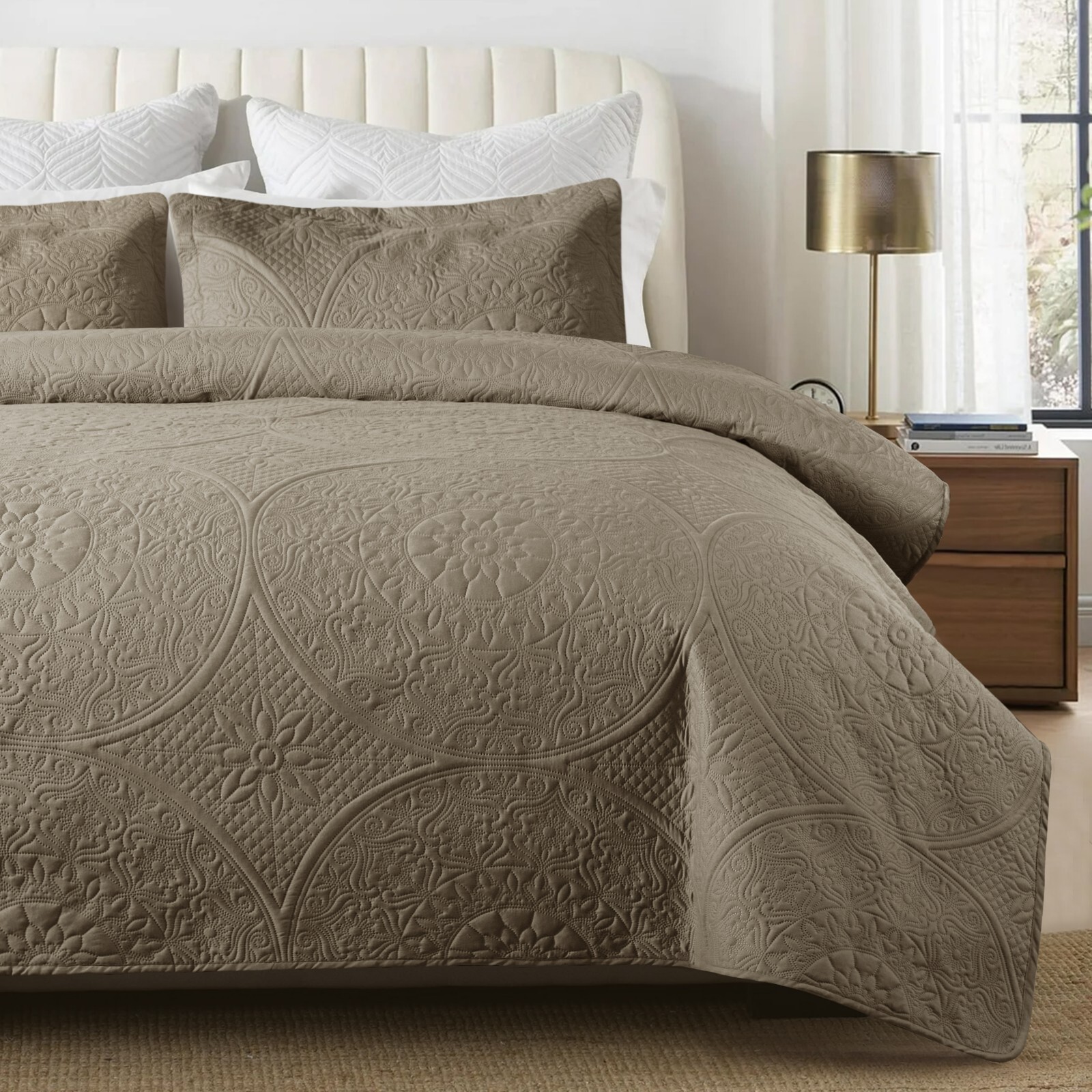 Luxury Cooling Comforter Bedding Set Quilted Coverlet Bedspread Bed Throw King