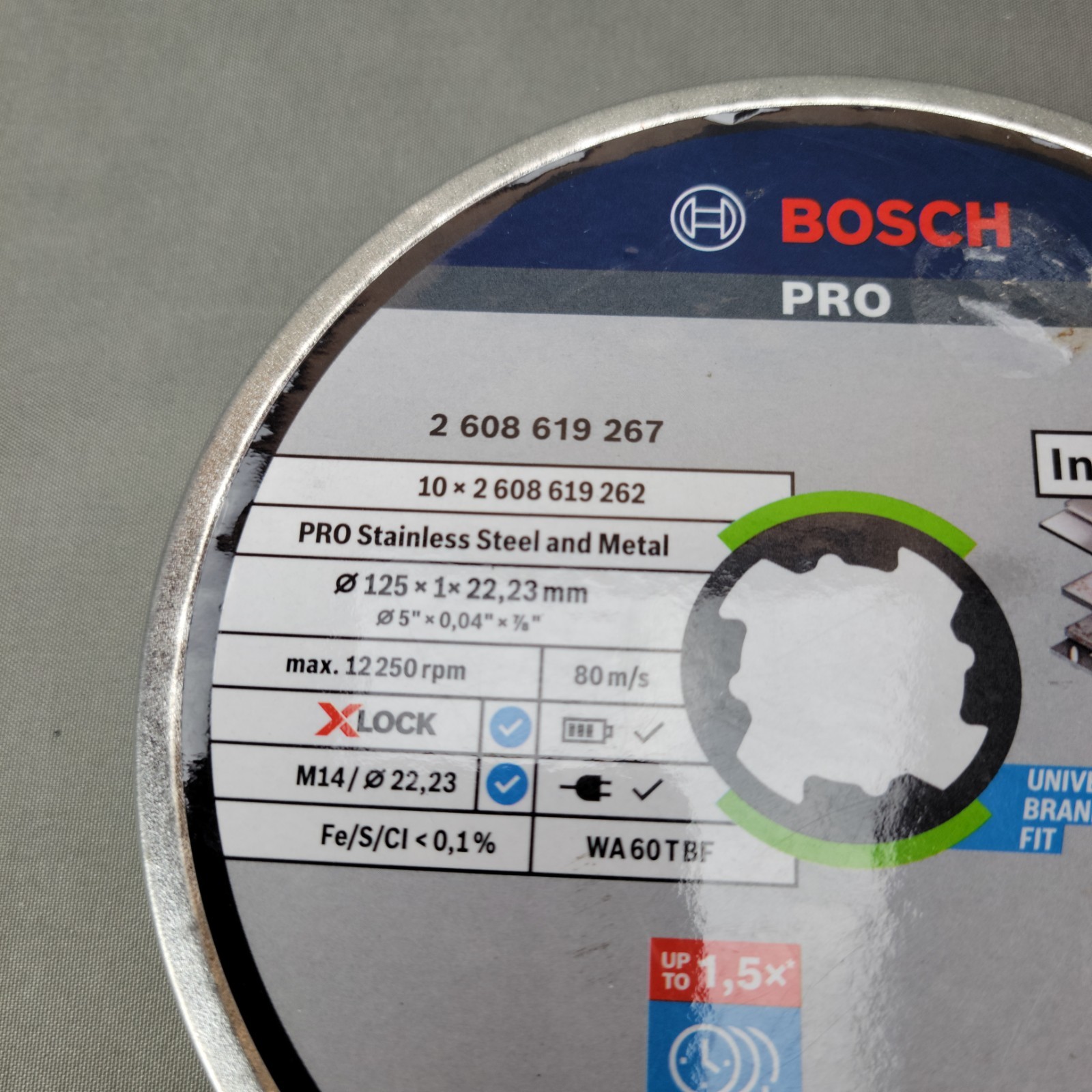 Bosch PRO Stainless & Metal Cutting Disc 125 x 1.0 x 22.23mm