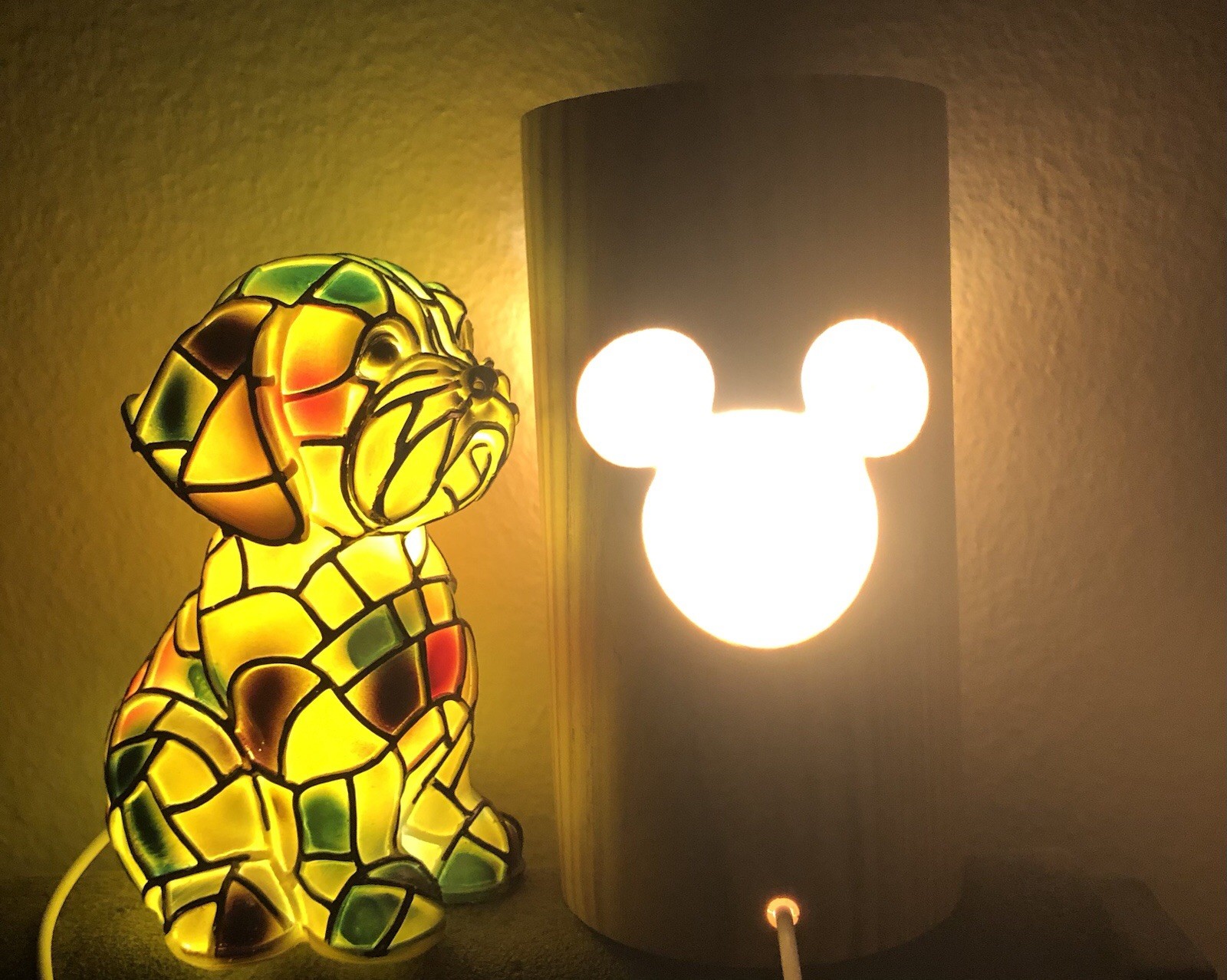 3D Dog Night Light Desk Lamp Stained Resin-Tiffany Style & Mickey Mood Light
