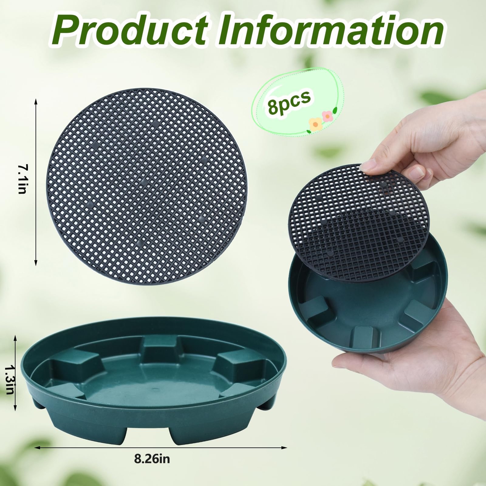 8 Set 8.26 Inch Hanging Basket Insert 3 in 1 Plant Saucer Drip Pan Tray