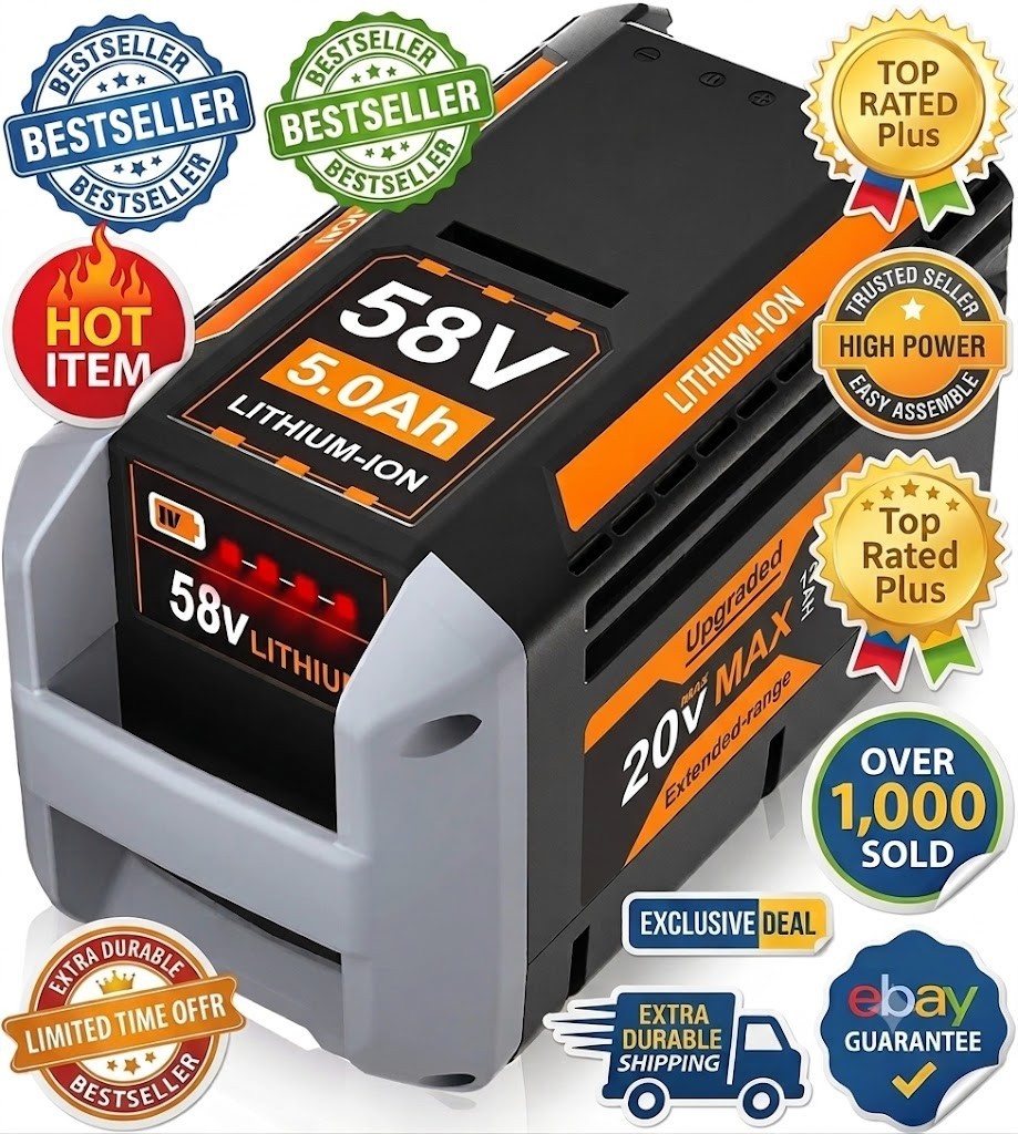5.0Ah 58V Battery Compatible With ECHO CBP-58V20 CBP-58V40 Grey/Black
