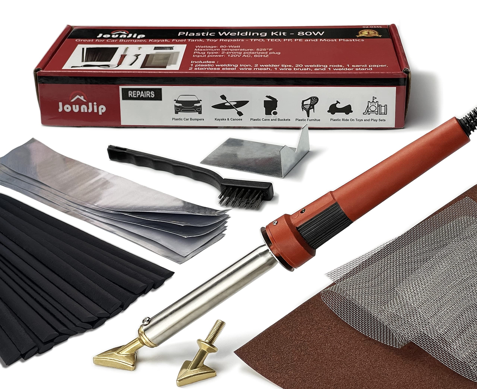 JOUNJIP Standard Plastic Welding Kit- UL Certified Welder 80W- Professional G…