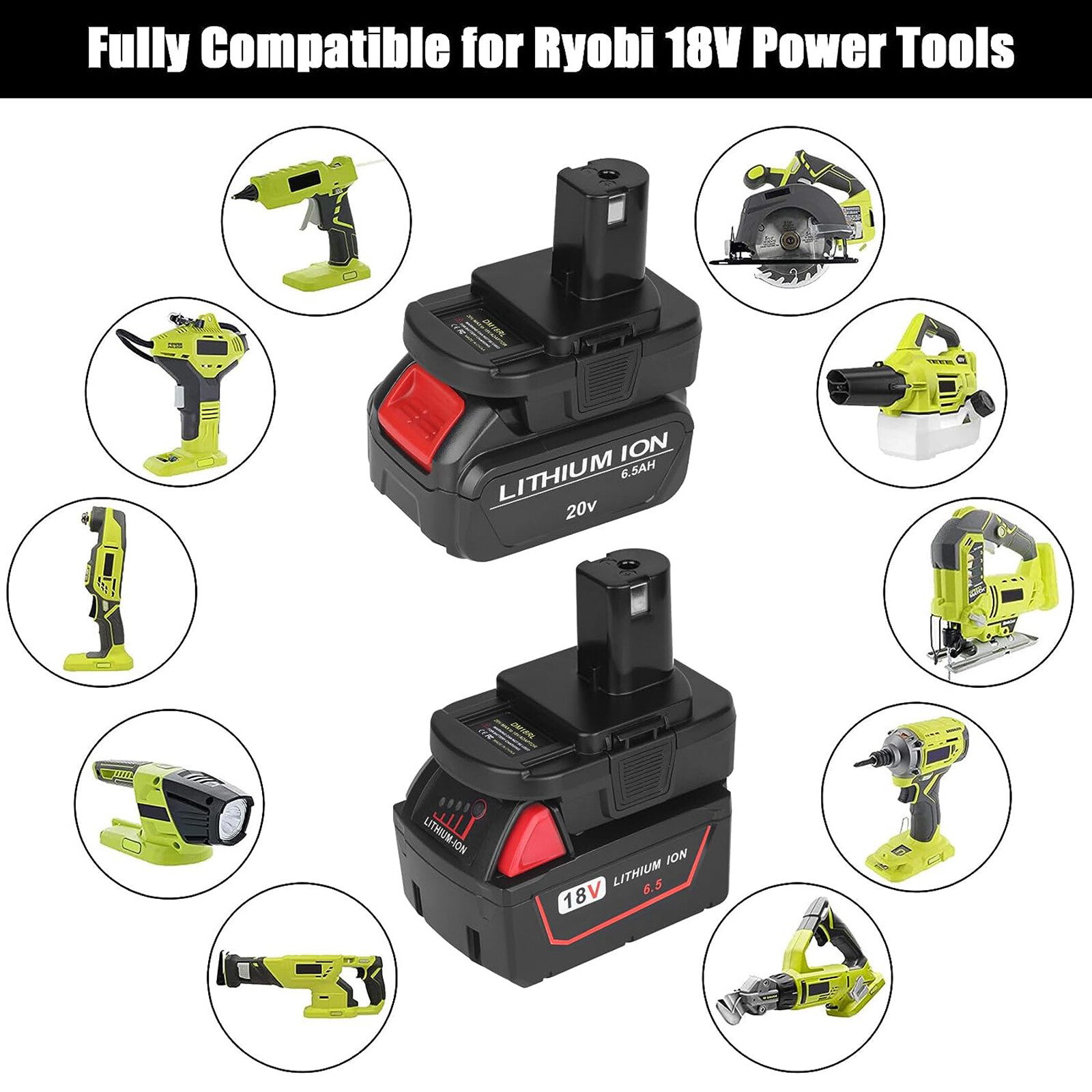 2X USB Battery Adapter Converter for De walt 20V Milwaukee 18V to Ryobi 18V Tool