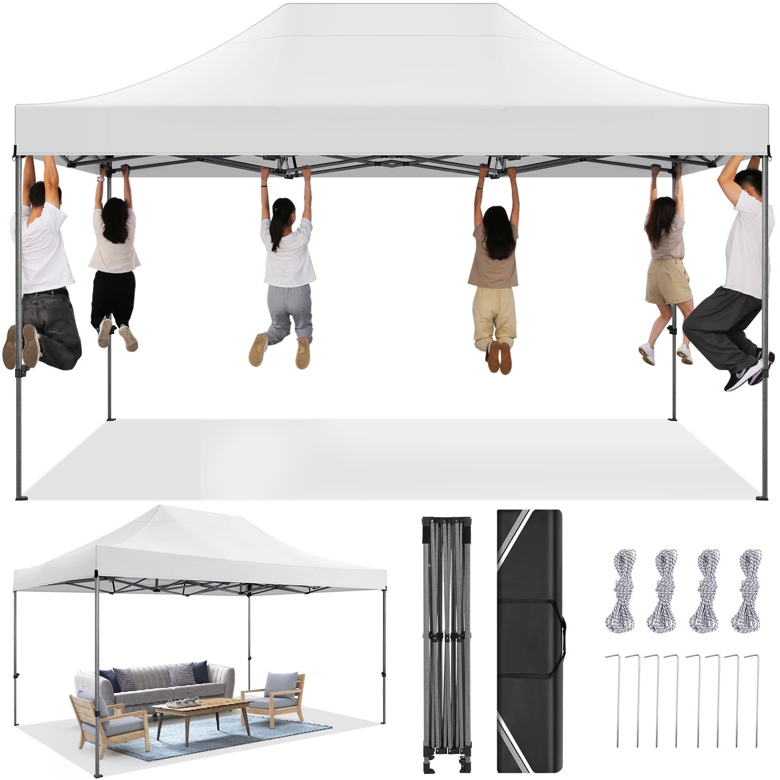 10x15FT Heavy Duty Pop up Canopy with 4 Sidewalls Commercial Outdoor Party Tent