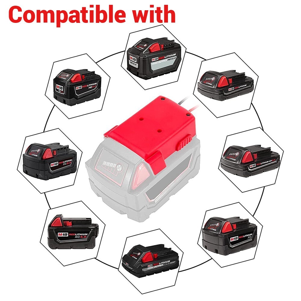 Battery Adapter Compatible with Milwaukee M18 Wiring 18V DIY Dock Power Wheel