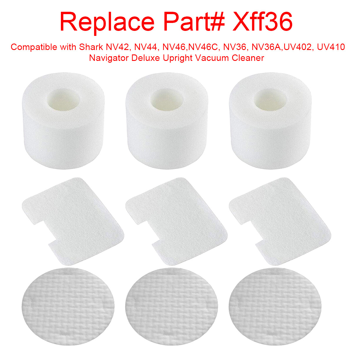 1/4 pack Filter Kit for Shark Navigator NV41, NV42 UV410 Part # XFF36