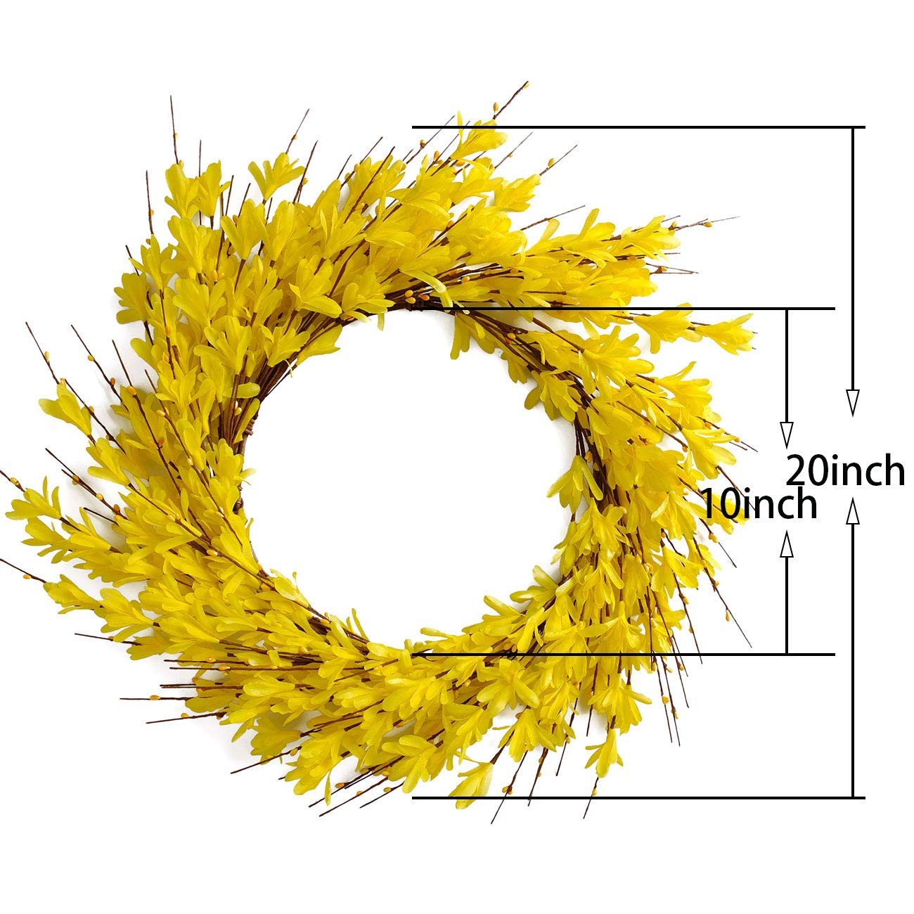 Bibelot 20inch Artificial Forsythia Flower Wreath Spring Summer Fall Silk Leaves
