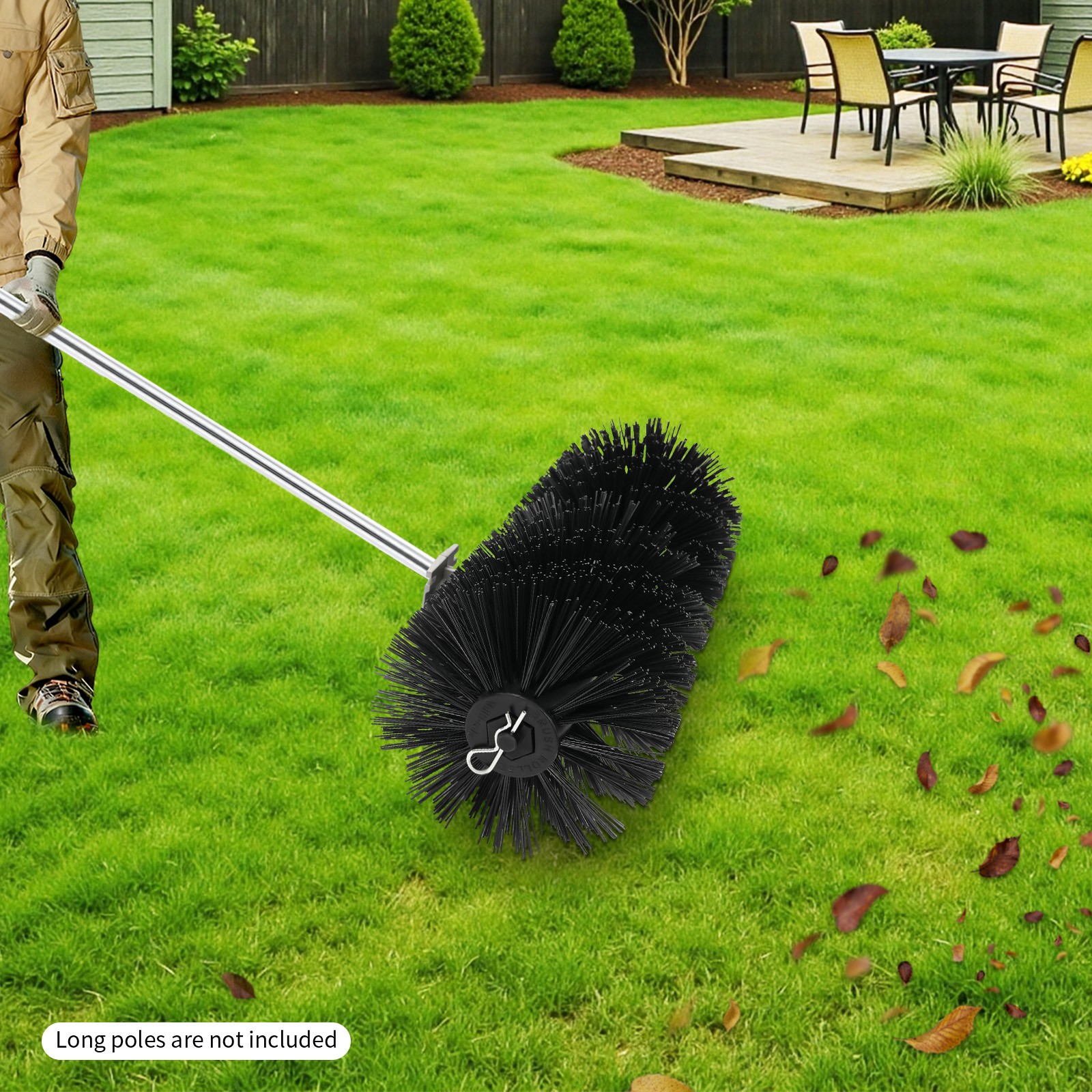 21.65*9.84in 9 Teeth Nylon Broom Head Sweeper Cylinder Rolling Brush Head Black