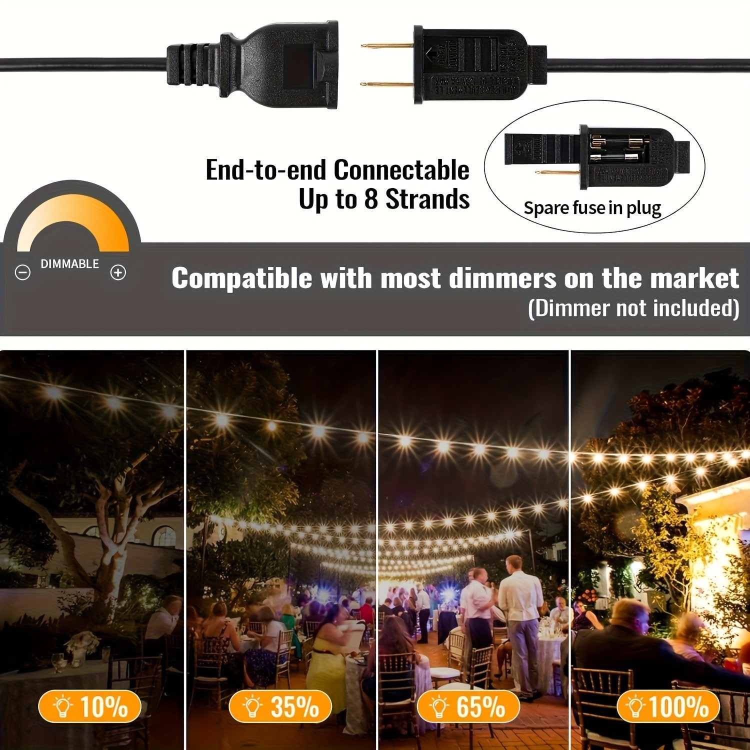 50-200FT LED Outdoor String Lights ST38 Shatterproof 2700K Patio Lights