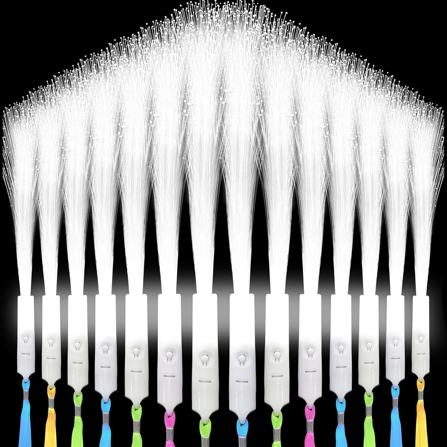 100 PCS White Fiber Optic Wands, LED Glow Sticks for Parties and Celebrations