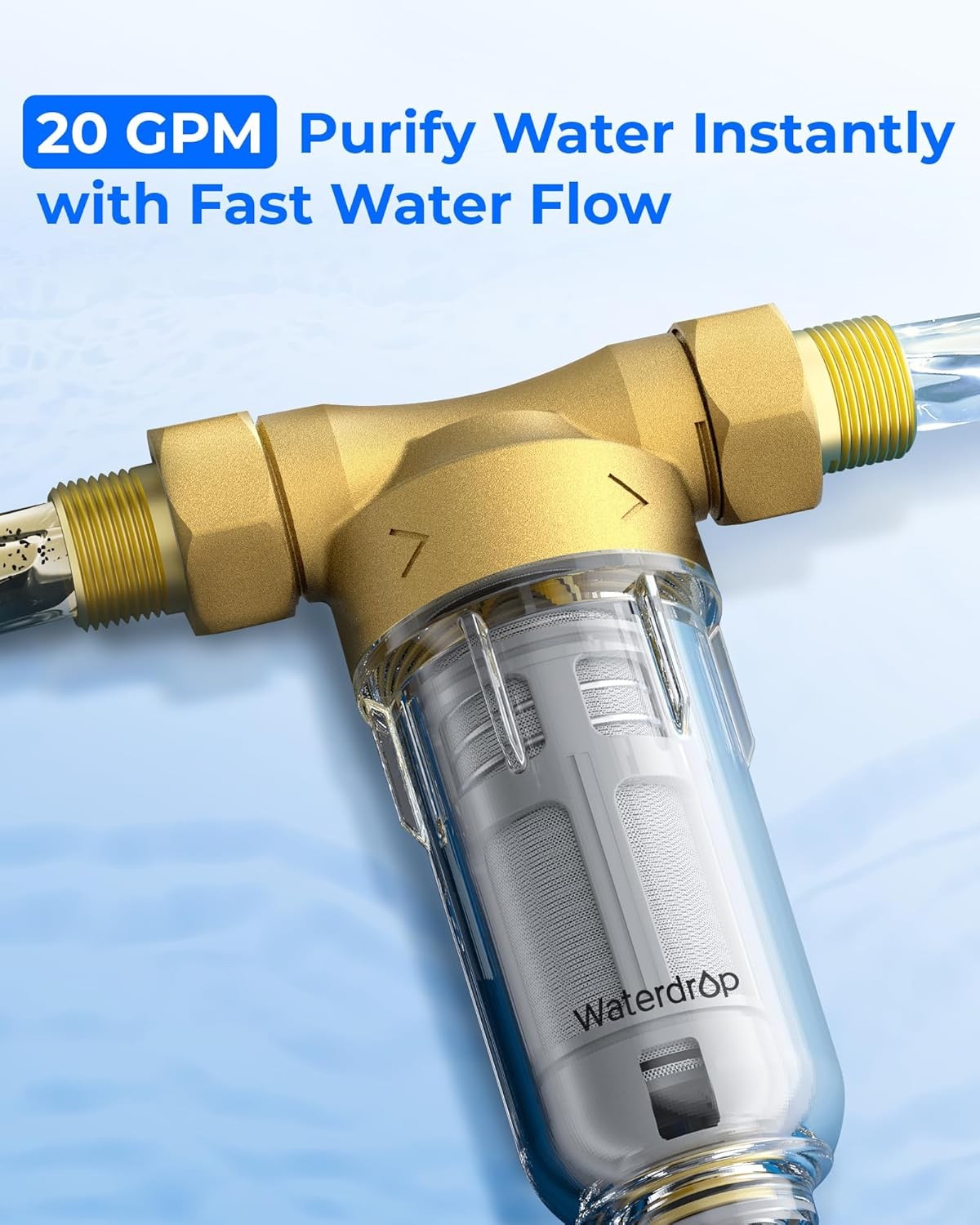 Waterdrop Spin Down Sediment Filter, Backwash Whole House Filter, Refurbished