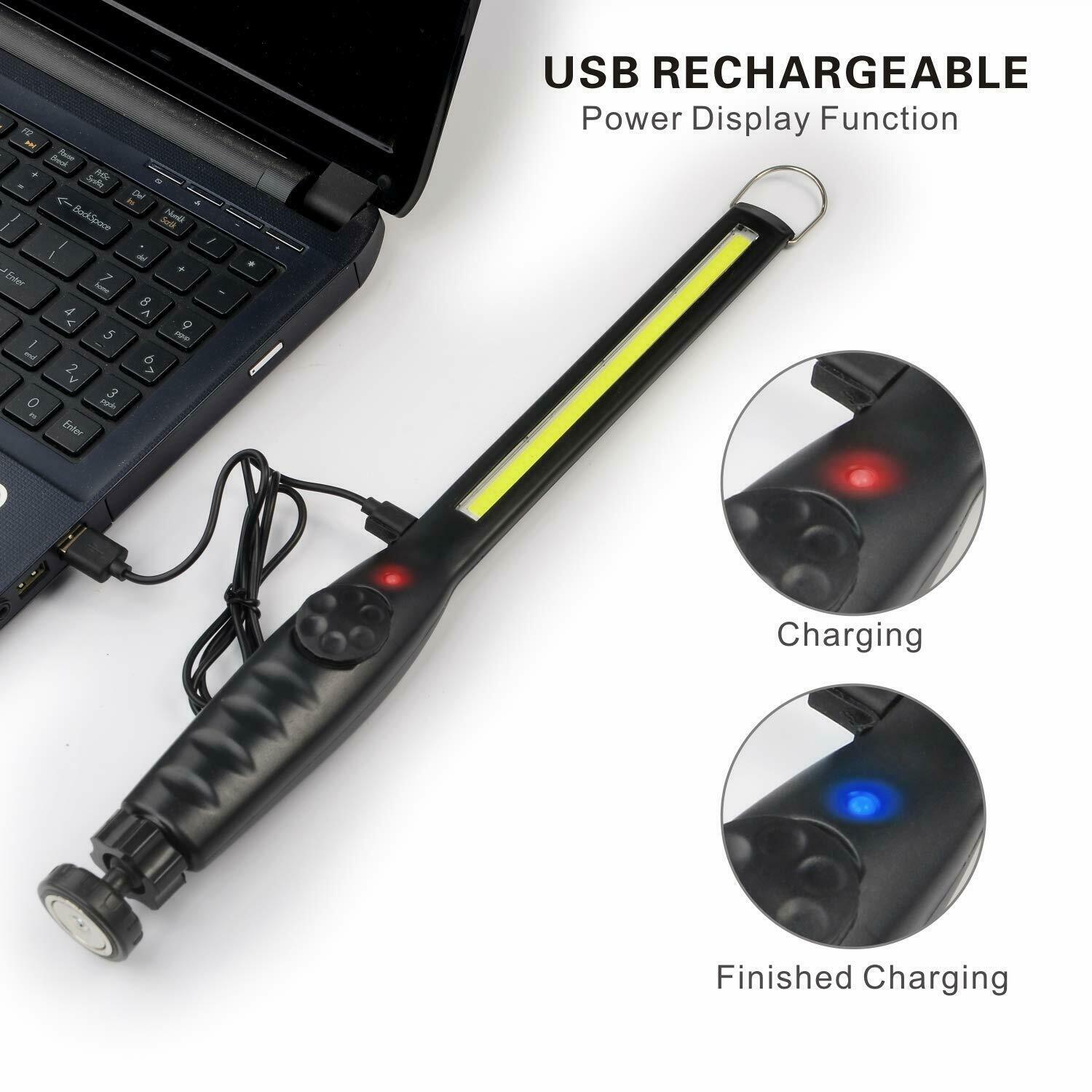 2pcs Rechargeable LED Slim Work Light Mechanic Flashlight Lamp Bar Camping Torch