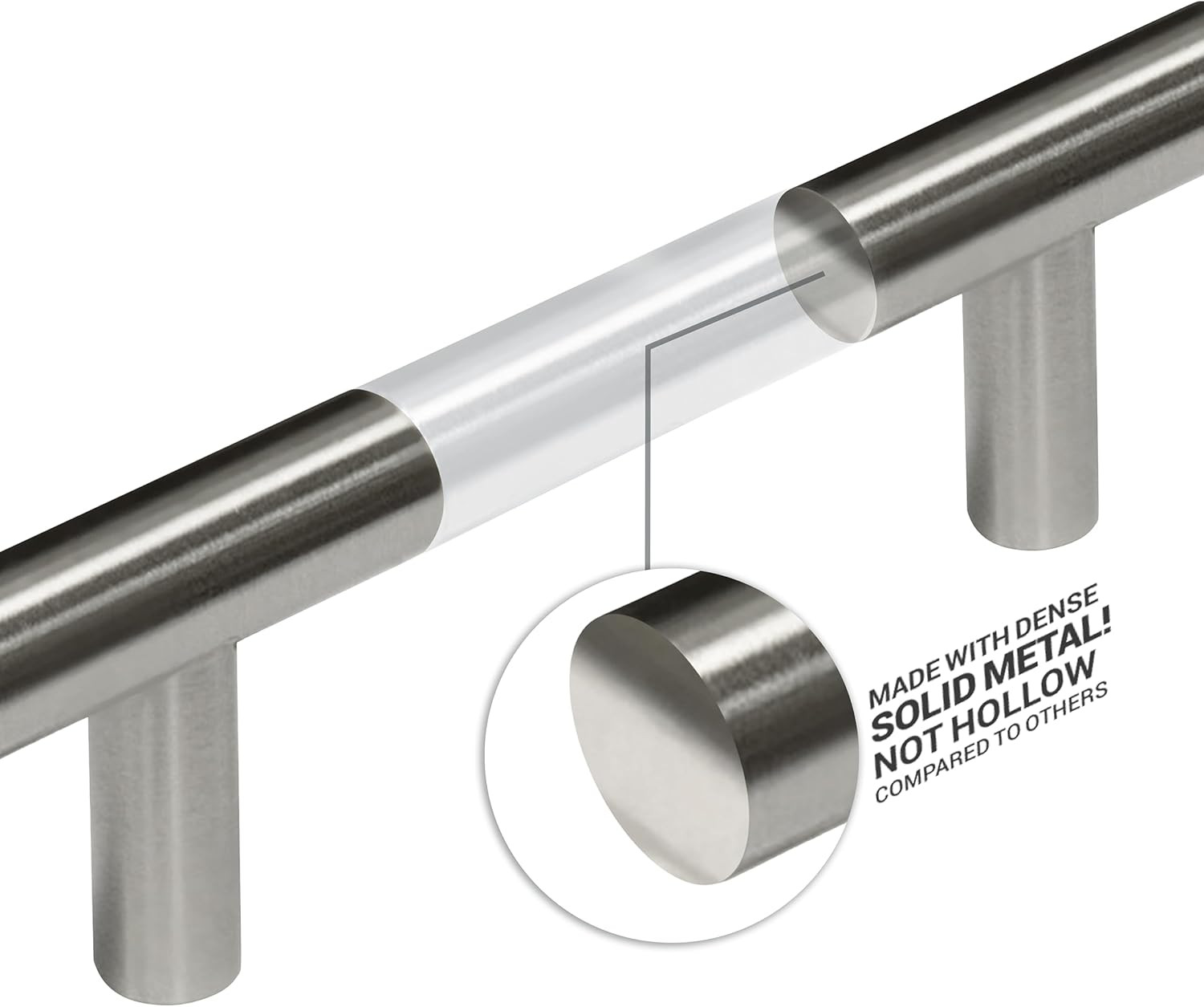 20 Pack Hardware Solid Steel Brushed Nickel Euro Style Handle 3″ (76.2Mm) Hole C