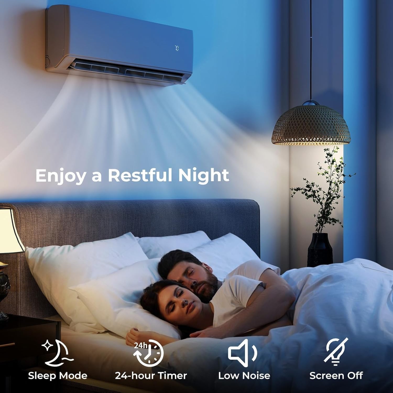 35000 BTU 2 Zone Mini Split AC/Heating System 12,000 BTU + 18,000 BTU 19 SEER2